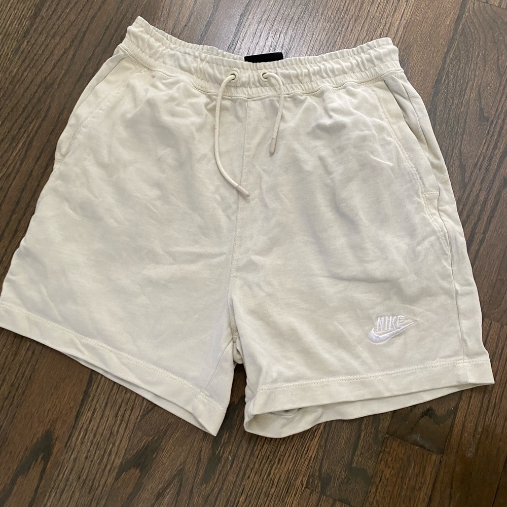 nike, cream colored shorts